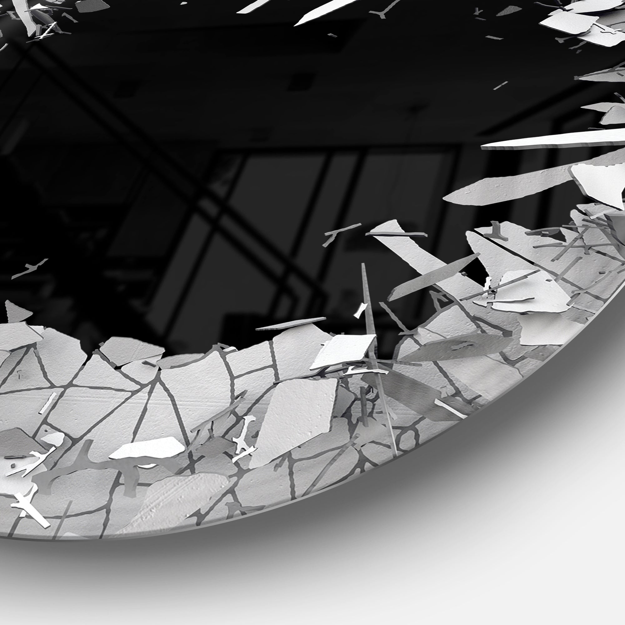 Abstract Broken Wall 3D Design' Abstract Round Circle Metal Wall Art