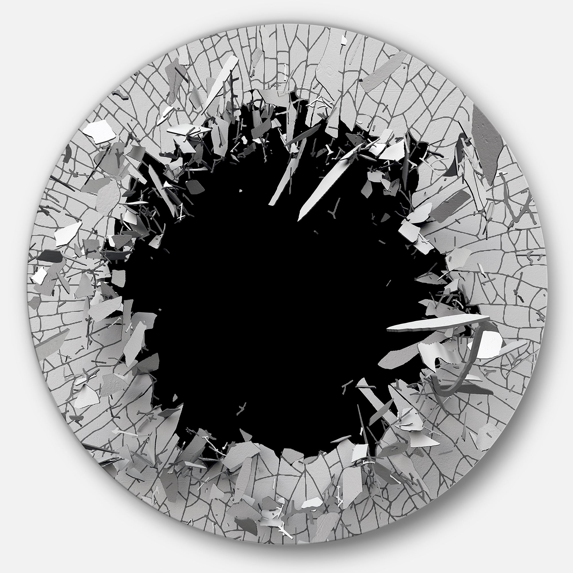 Abstract Broken Wall 3D Design' Abstract Round Circle Metal Wall Art