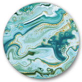 Designart 'Ocean Blue Golden Marble ' Modern Round Circle Metal Wall Decor Panel