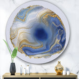 Designart 'Ocean Blue Golden Jasper Agate I' Glam Round Circle Metal Wall Decor Panel