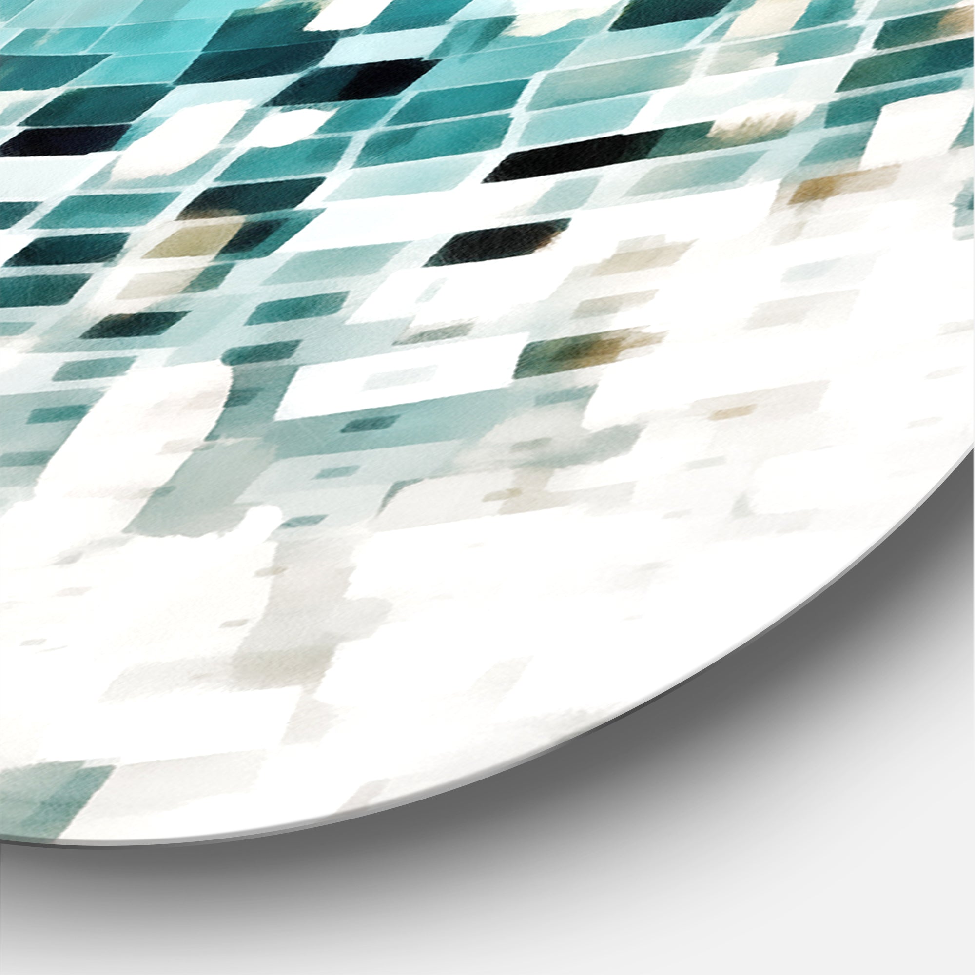 Designart 'Geometric Blue Spots II' Modern Round Circle Metal Wall Decor Panel