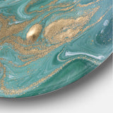 Designart 'Nature Green and Gold Marble' Glam Round Circle Metal Wall Decor Panel