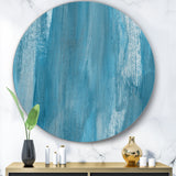 Designart 'White and Blue Paint Waves I' Glam Round Circle Metal Wall Decor Panel