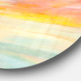 Designart 'Pastel Pink And Blue Clouds ' Traditional Metal Circle Wall Art
