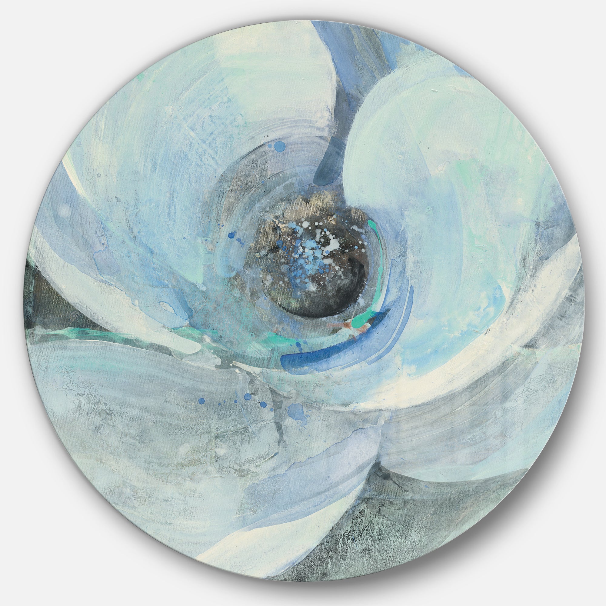 Designart 'Watercolor Moonlight Magnolia I' Farmhouse Metal Circle Wall Art