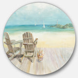 Designart 'Seaside Morning no Window' Nautical & Coastal Metal Circle Wall Art