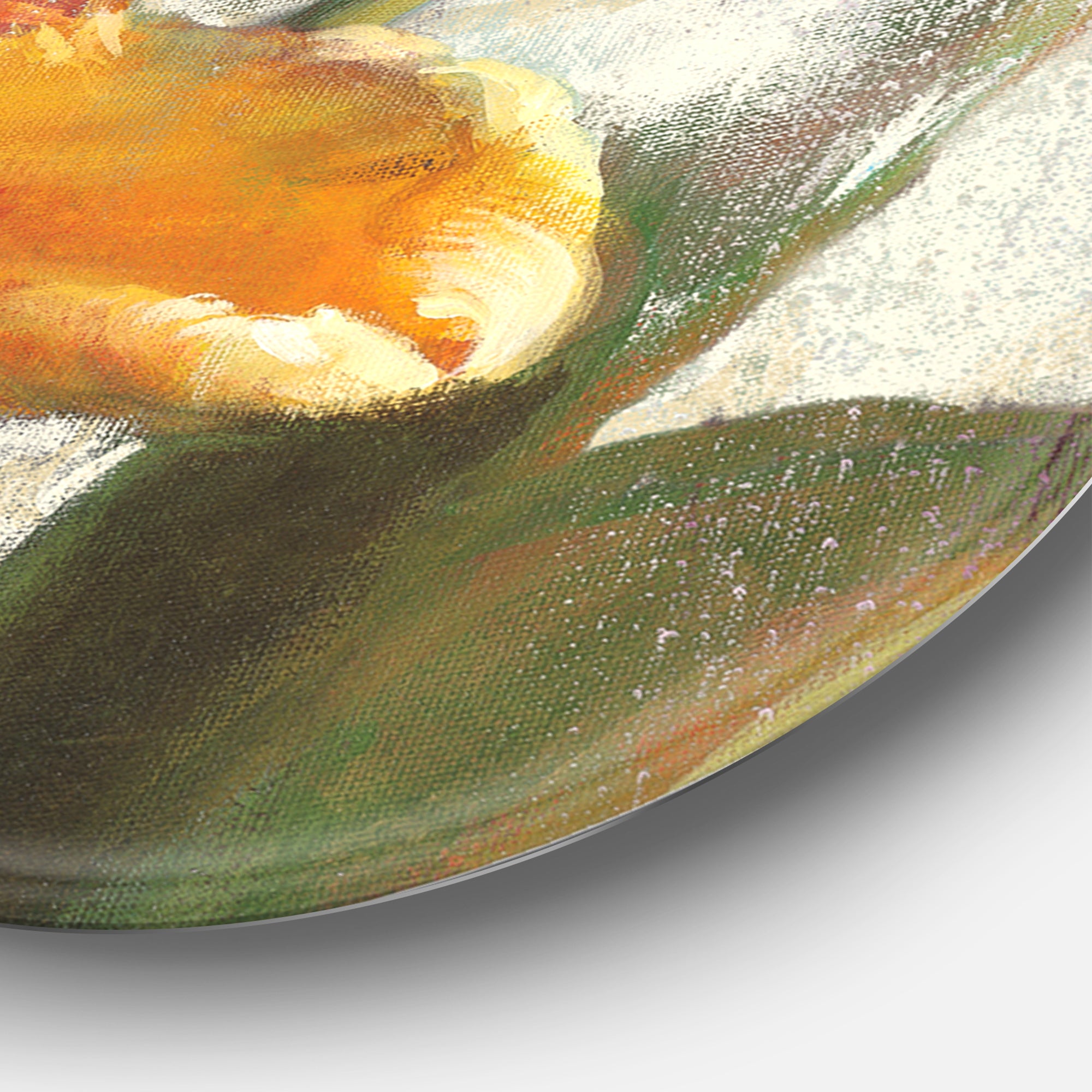 Designart 'Parrot Tulips I on Ivory' Farmhouse Metal Circle Wall Art