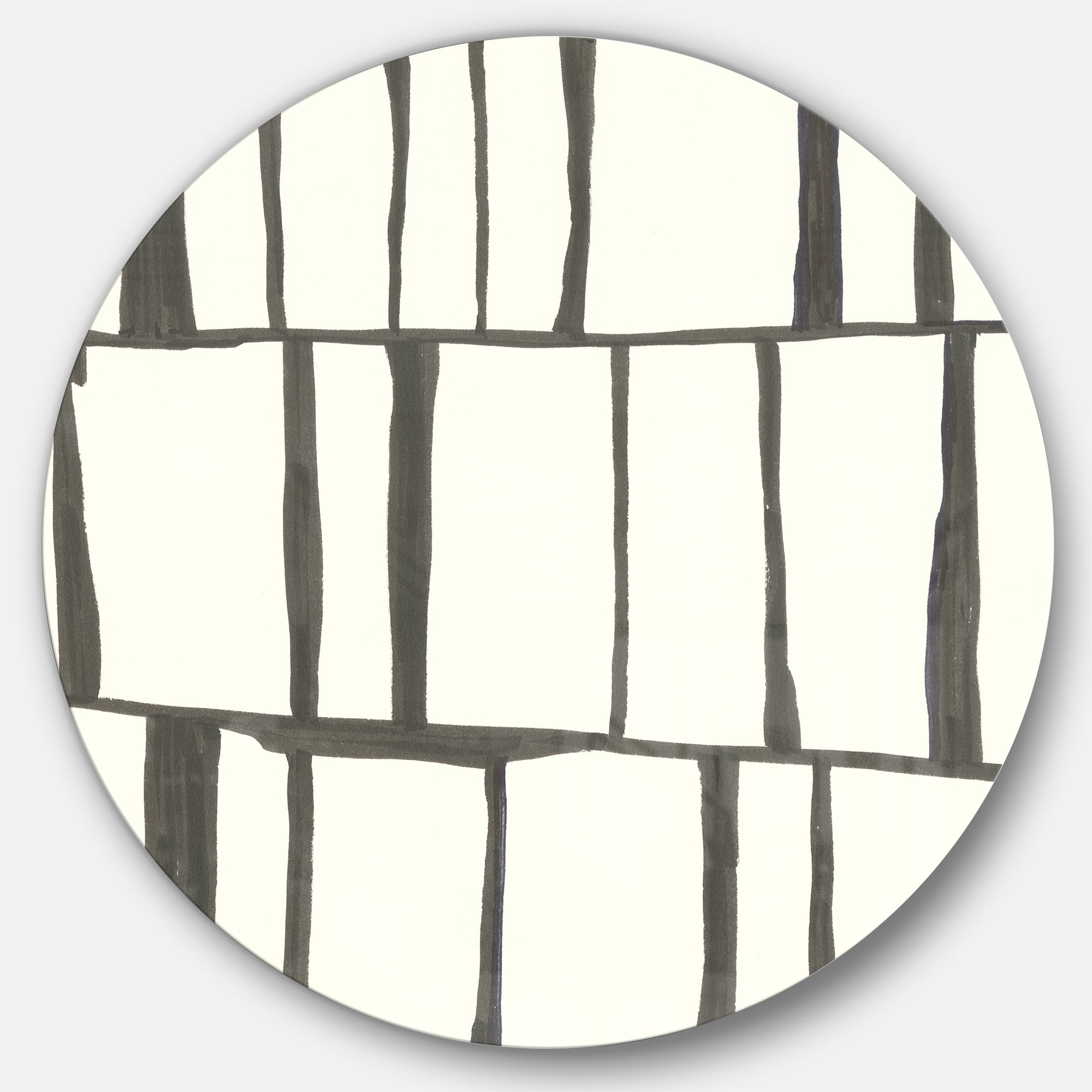 Designart 'minimalist black and white I' Geometric Metal Circle Wall Art