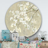 Designart 'Dogwood in Spring Neutral' Farmhouse Metal Circle Wall Art