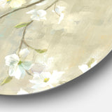 Designart 'Dogwood in Spring Neutral' Farmhouse Metal Circle Wall Art