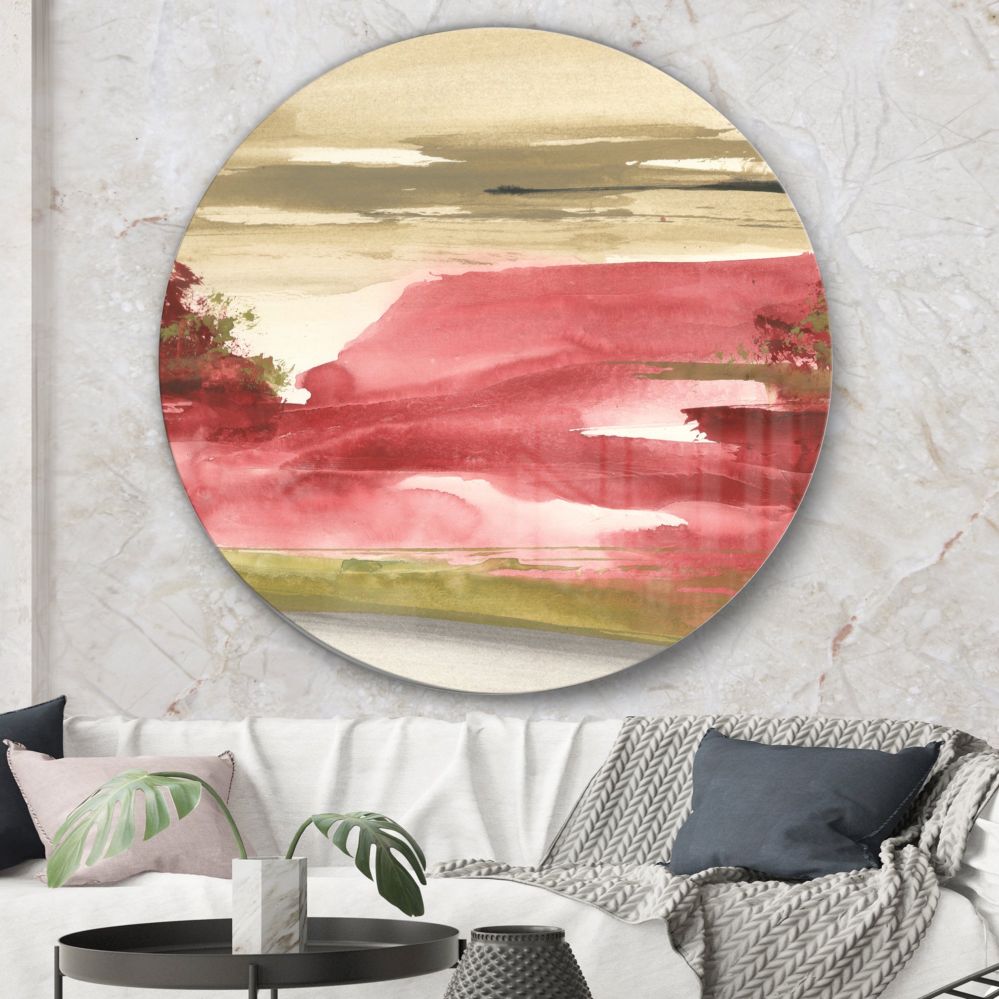 Designart 'Red Rock I' Traditional Metal Circle Wall Art