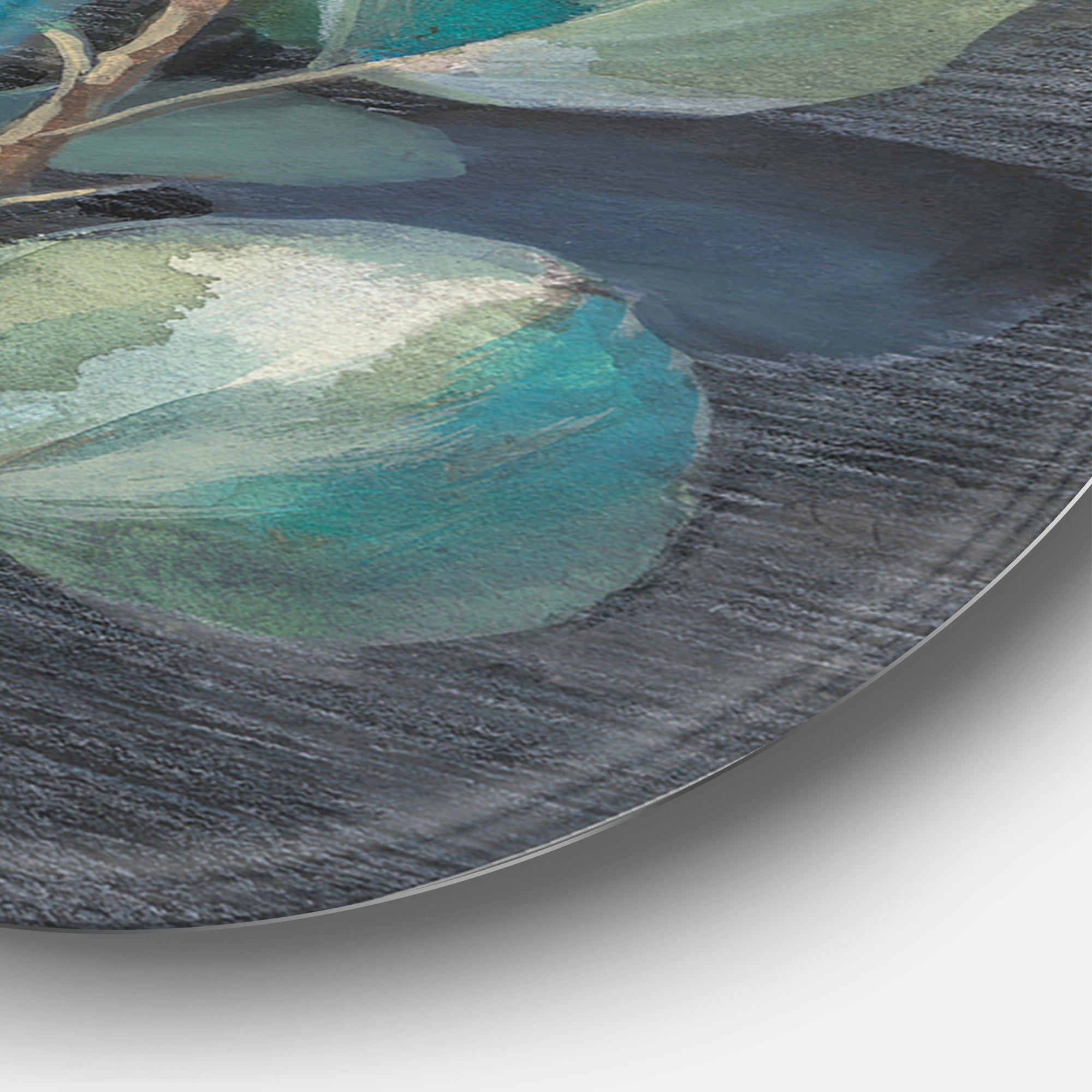 Designart 'Fresh leaves II' Farmhouse Metal Circle Wall Art