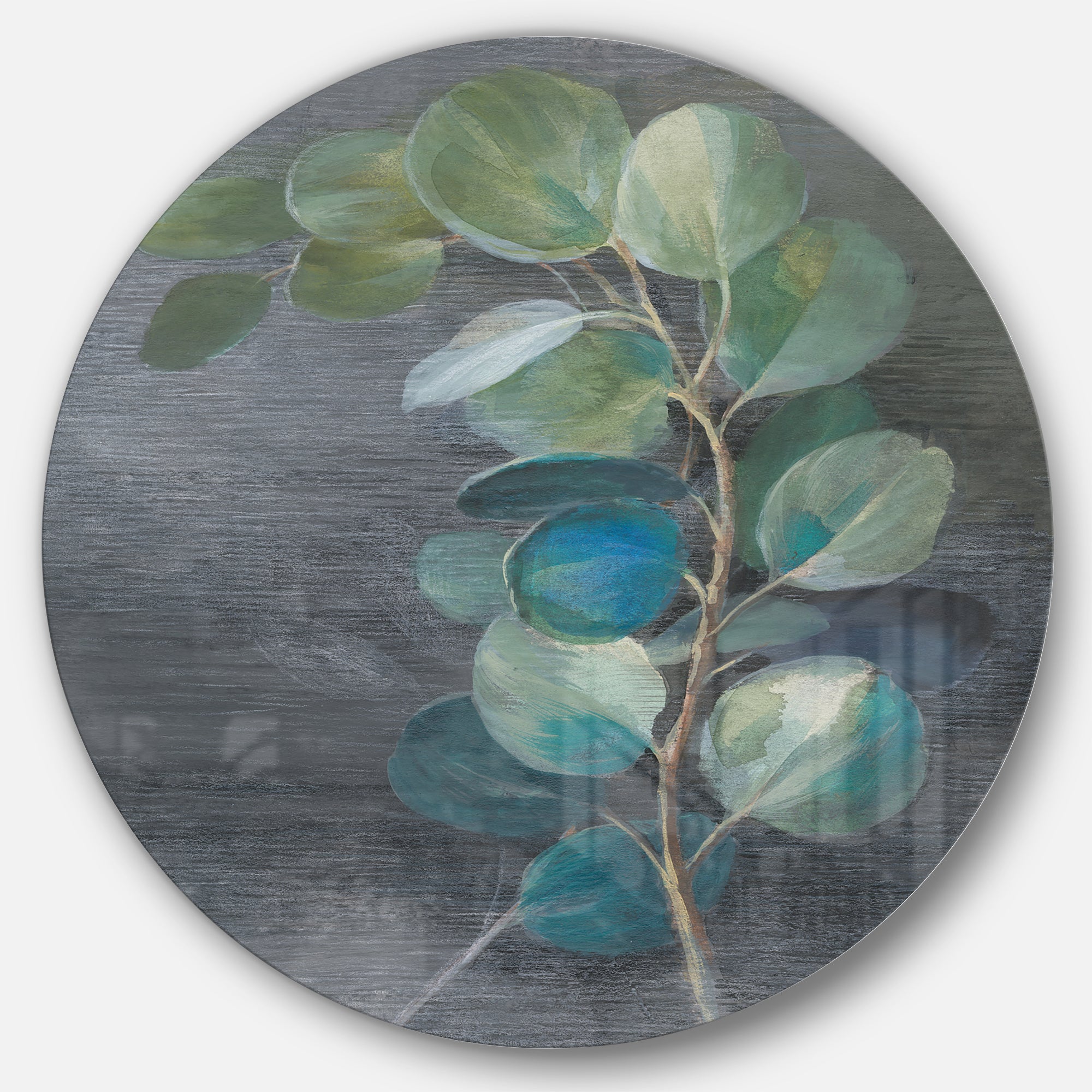 Designart 'Fresh leaves II' Farmhouse Metal Circle Wall Art