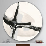 Designart 'Abstract Neutral I' Geometric Metal Circle Wall Art