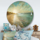 Designart 'Coastal Pastel Horizon' Nautical & Coastal Metal Circle Wall Art