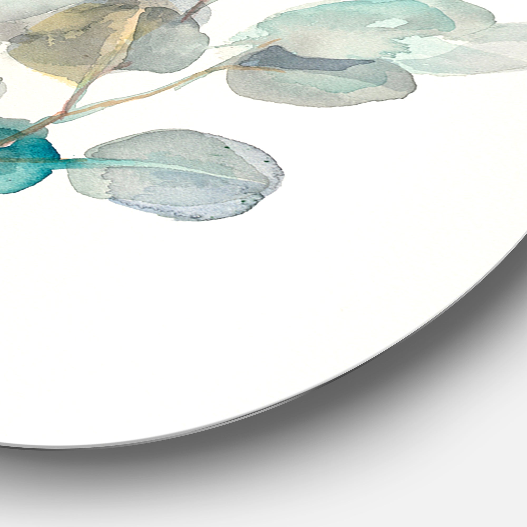Designart 'Eucalyptus leaves I' Farmhouse Metal Circle Wall Art