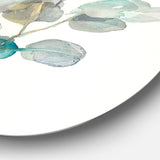 Designart 'Eucalyptus leaves I' Farmhouse Metal Circle Wall Art