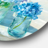 Designart 'Coastl Flowers Bouquets' Farmhouse Metal Circle Wall Art