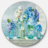 Designart 'Coastl Flowers Bouquets' Farmhouse Metal Circle Wall Art