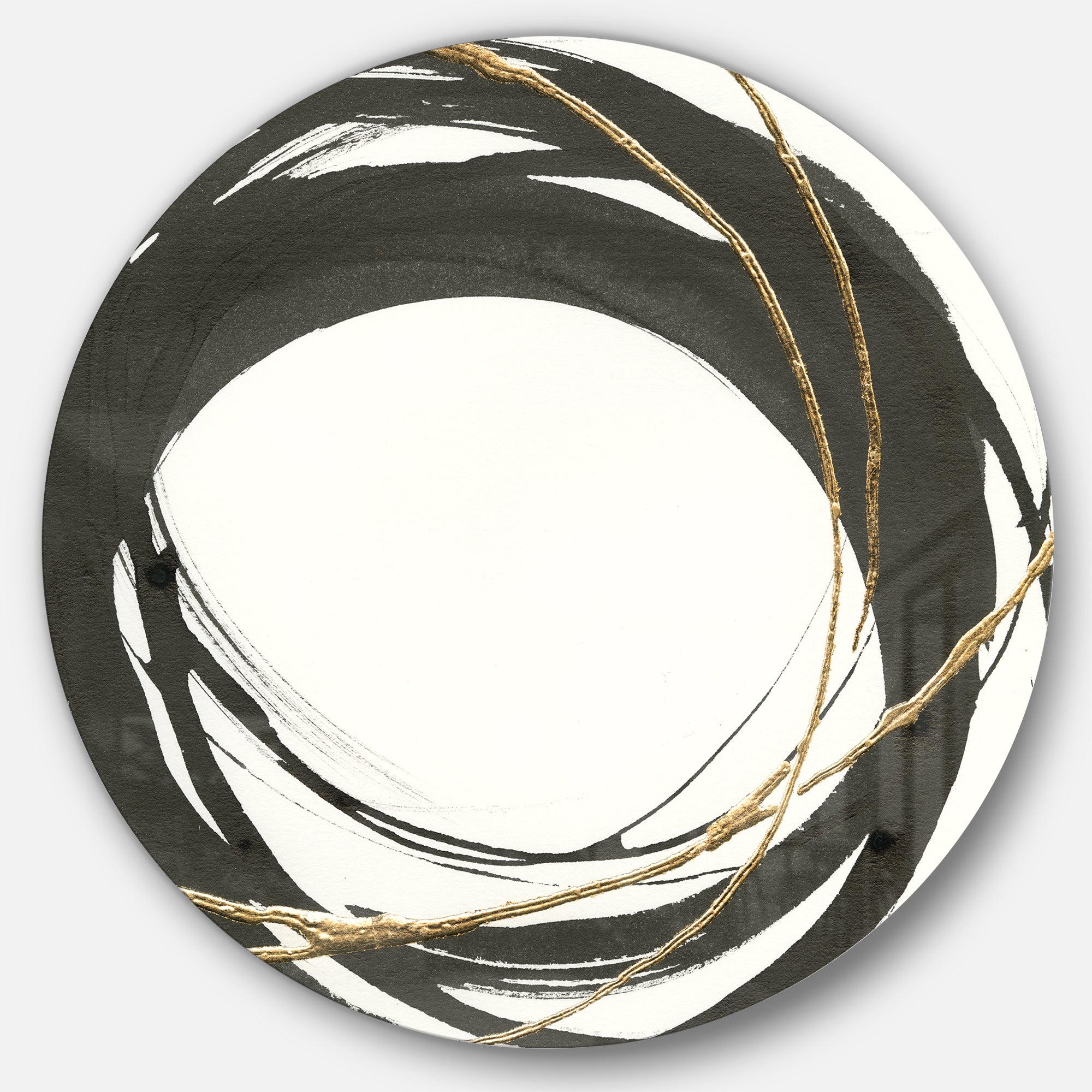 Designart 'Gold Glamour Circle II' Geometric Metal Circle Wall Art