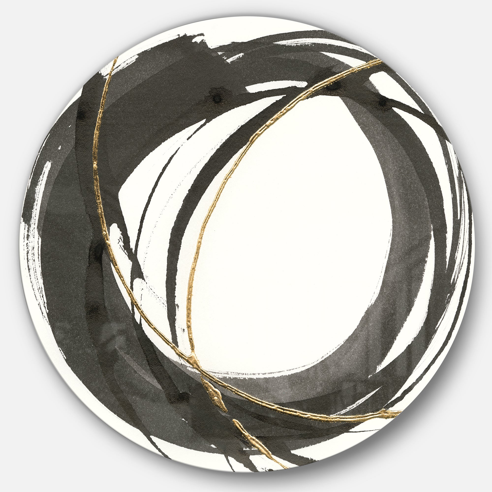 Designart 'Gold Glamour Circle IV' Geometric Metal Circle Wall Art