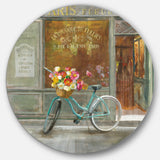 Designart 'Paris French Flowershop ' French Country Metal Circle Wall Art