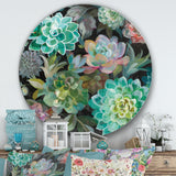 Designart 'Floral Succulents' Farmhouse Metal Circle Wall Art