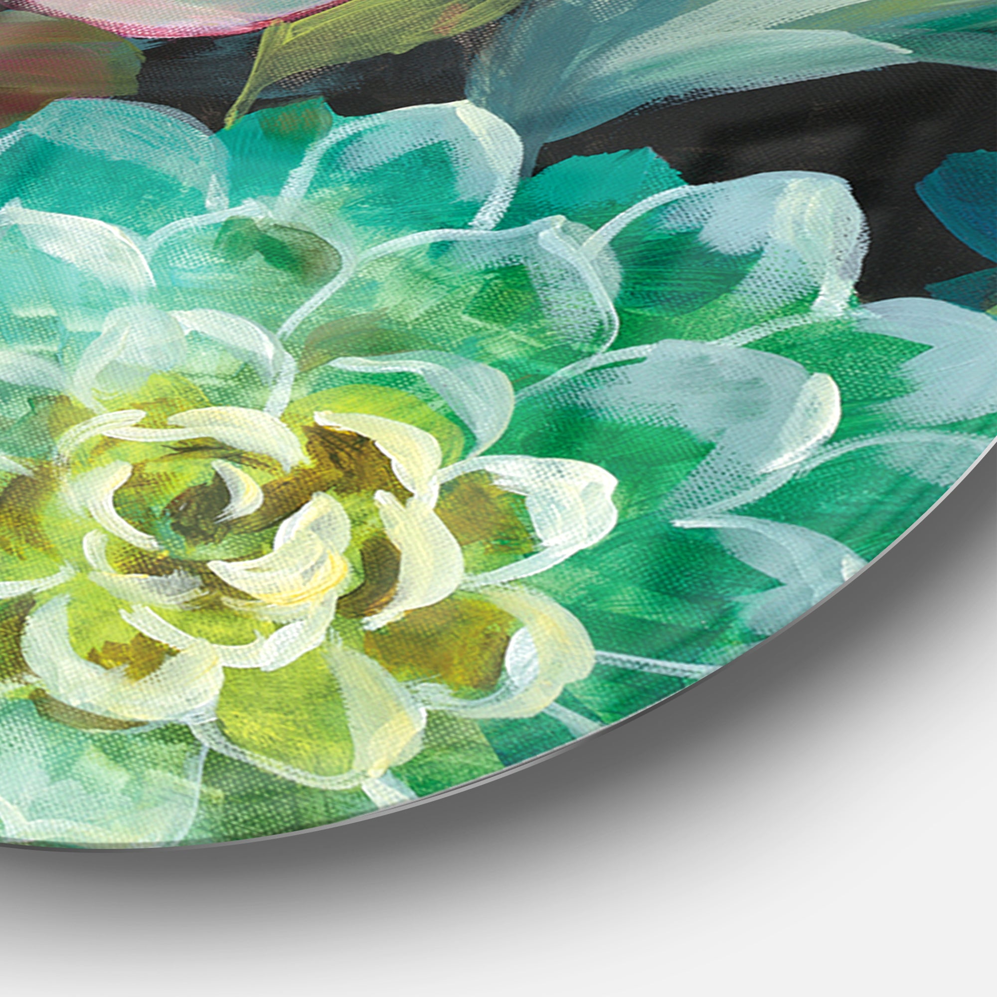 Designart 'Floral Succulents' Farmhouse Metal Circle Wall Art