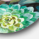 Designart 'Floral Succulents' Farmhouse Metal Circle Wall Art