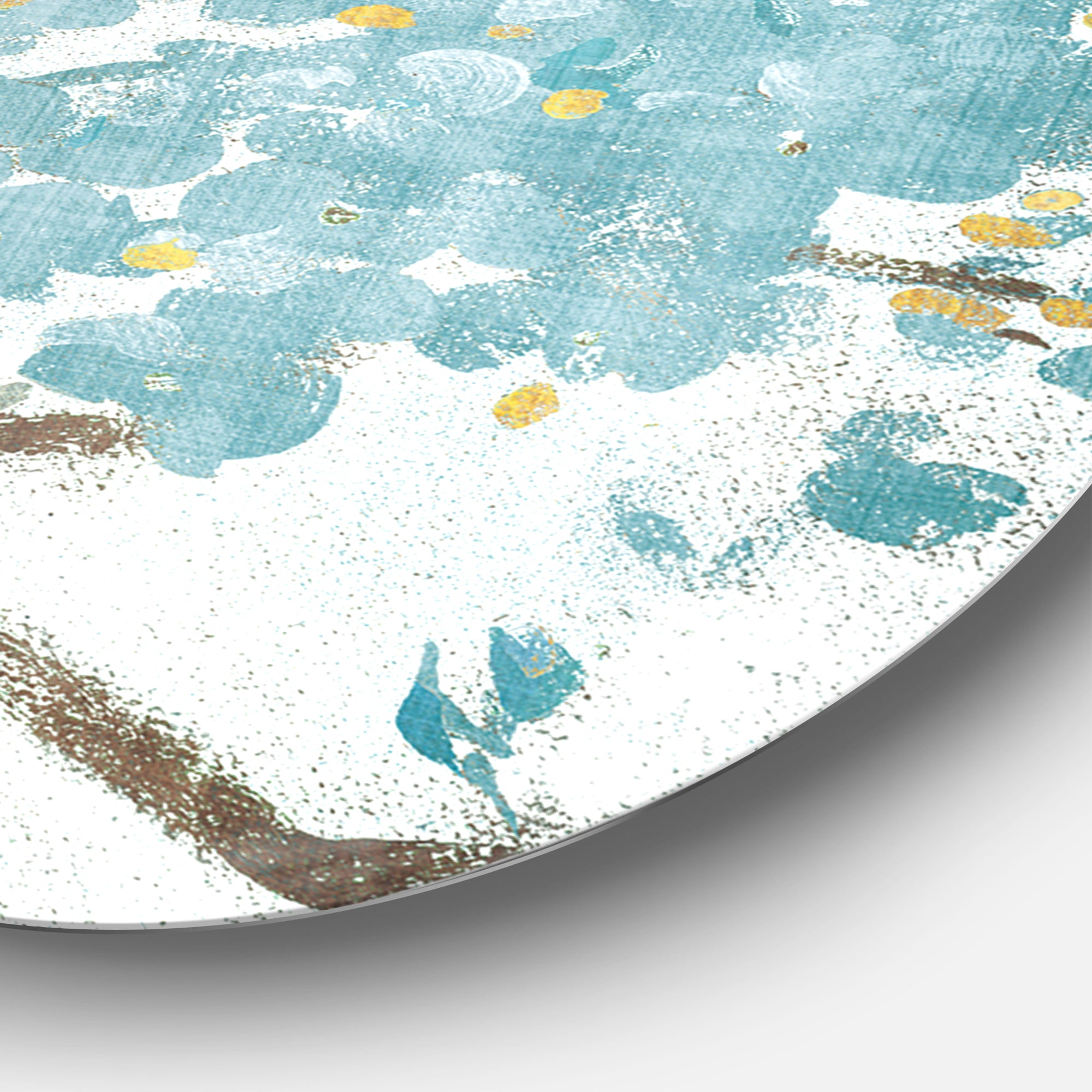 Designart 'Teal Cherry Blossoms I' Farmhouse Metal Circle Wall Art