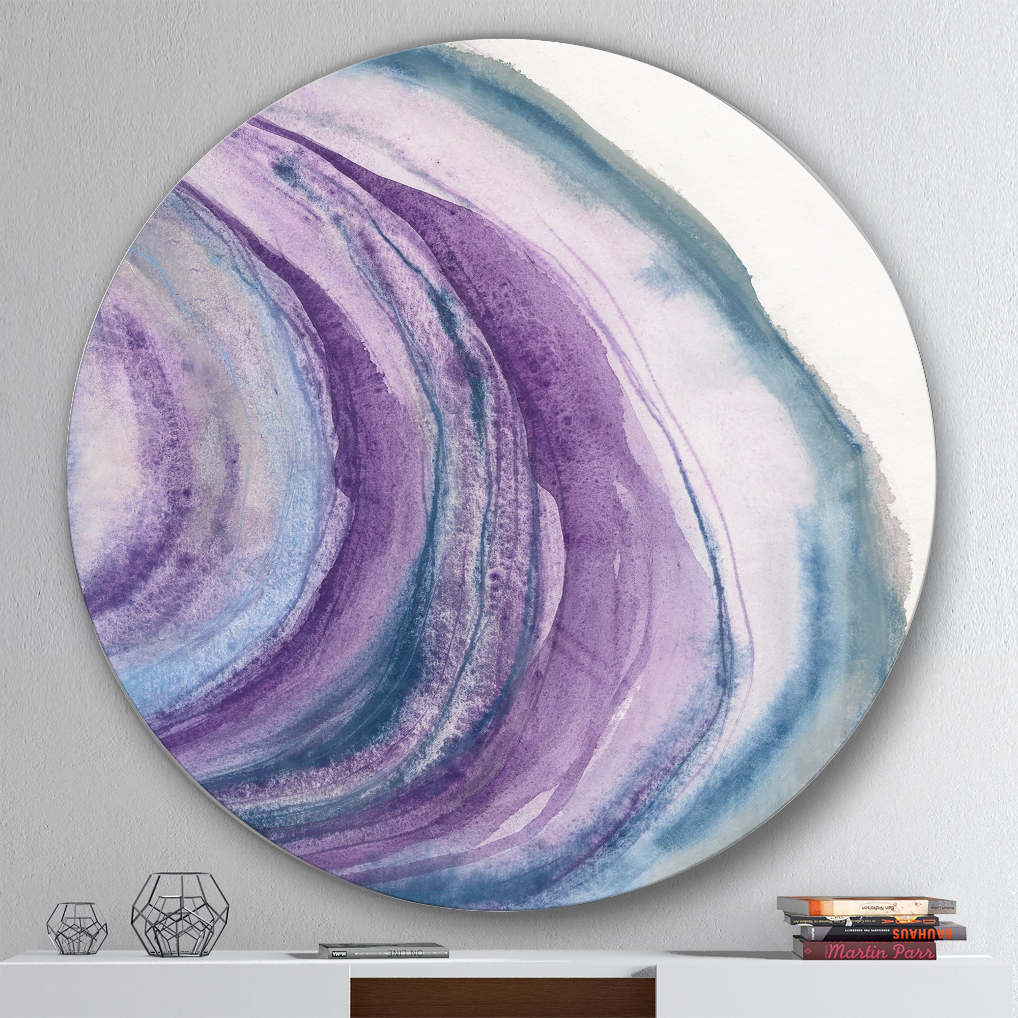 Designart 'Watercolor Geode I' Geometric Metal Circle Wall Art