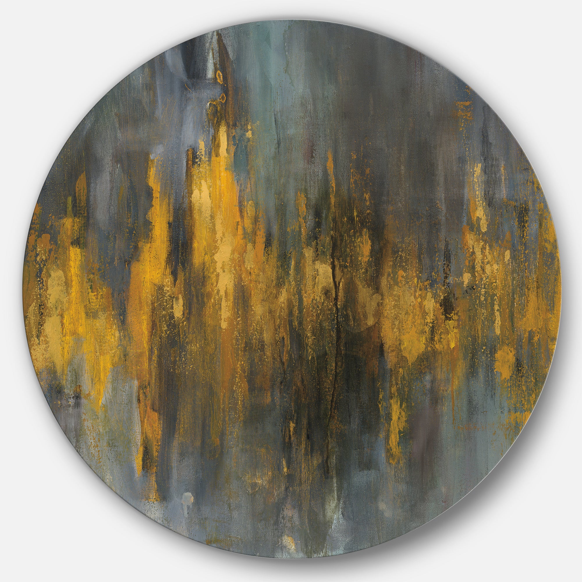 Designart 'Black and Gold Glam Abstract' Glam Metal Circle Wall Art