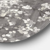 Designart 'White Cherry Blossoms I' Farmhouse Metal Circle Wall Art