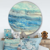 Designart 'Ocean Mineral Waves' Nautical & Coastal Metal Circle Wall Art