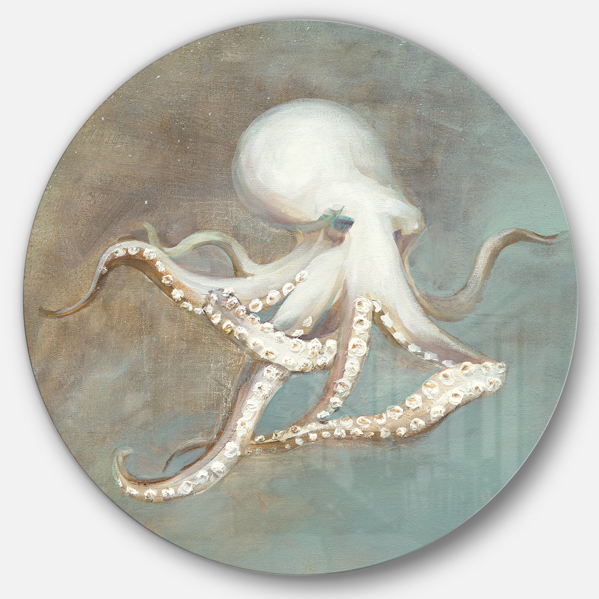 Designart 'Octopus Treasures from the Sea' Nautical & Coastal Metal Circle Wall Art