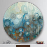 Designart 'Blue and Bronze Dots on Glass I' Geometric Metal Circle Wall Art