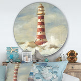 Designart 'Ocean Lighthouse' Nautical & Coastal Metal Circle Wall Art