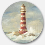 Designart 'Ocean Lighthouse' Nautical & Coastal Metal Circle Wall Art