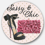 Designart 'Glam fashion High Heels II' Glam Metal Circle Wall Art