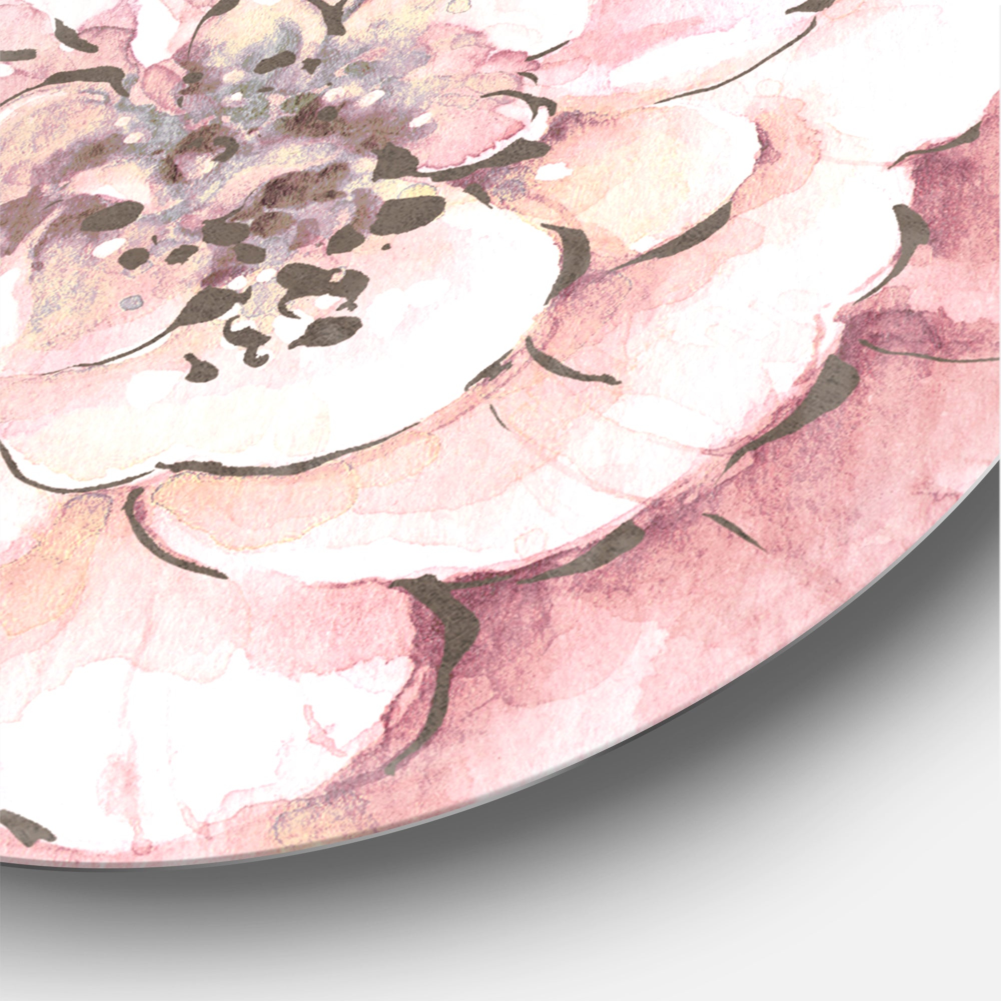 Designart 'Indigold Shabby Peonies Pink' Shabby Chic Metal Circle Wall Art