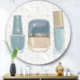 Designart 'Glam cosmetics Blue accessories' Glam Metal Circle Wall Art