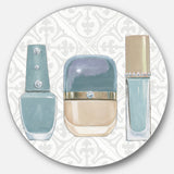 Designart 'Glam cosmetics Blue accessories' Glam Metal Circle Wall Art