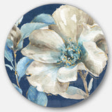 Designart 'Indigold Watercolor Flower I' Farmhouse Metal Circle Wall Art