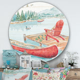Designart 'Lake Moments IV' Farmhouse Metal Circle Wall Art