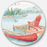 Designart 'Lake Moments IV' Farmhouse Metal Circle Wall Art
