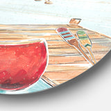 Designart 'Lake House Canoes II' Farmhouse Metal Circle Wall Art