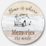 Designart 'Farmhouse Moment  Truck' Farmhouse Metal Circle Wall Art