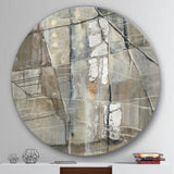 Designart 'Grey Silver Geometric Composition' Geometric Metal Circle Wall Art
