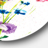 Designart 'Indigo, Green And Yellow Watercolor' Farmhouse Metal Circle Wall Art