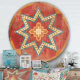 Designart 'Moroccan Orange Tiles Collage I' Farmhouse Metal Circle Wall Art